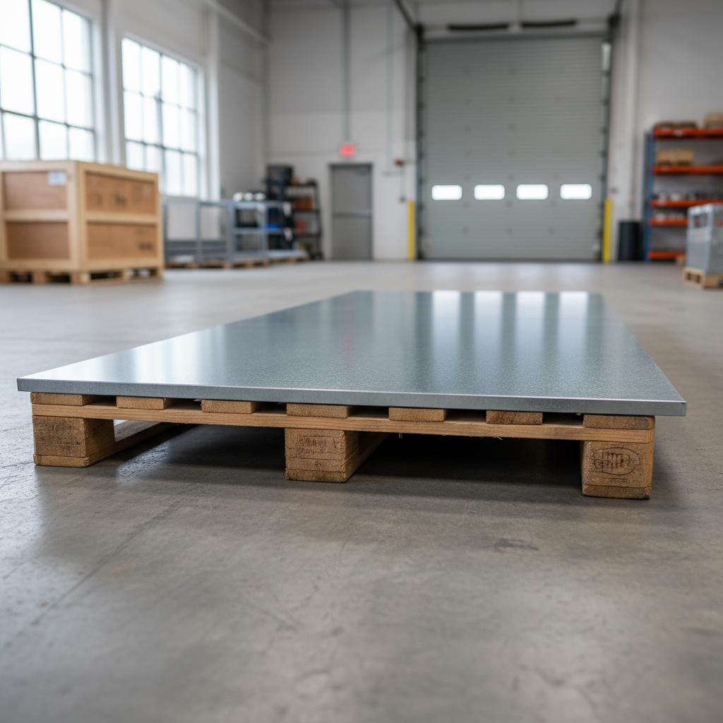 48in x 96in 26 gauge Flat Sheet Metal on wooden skid