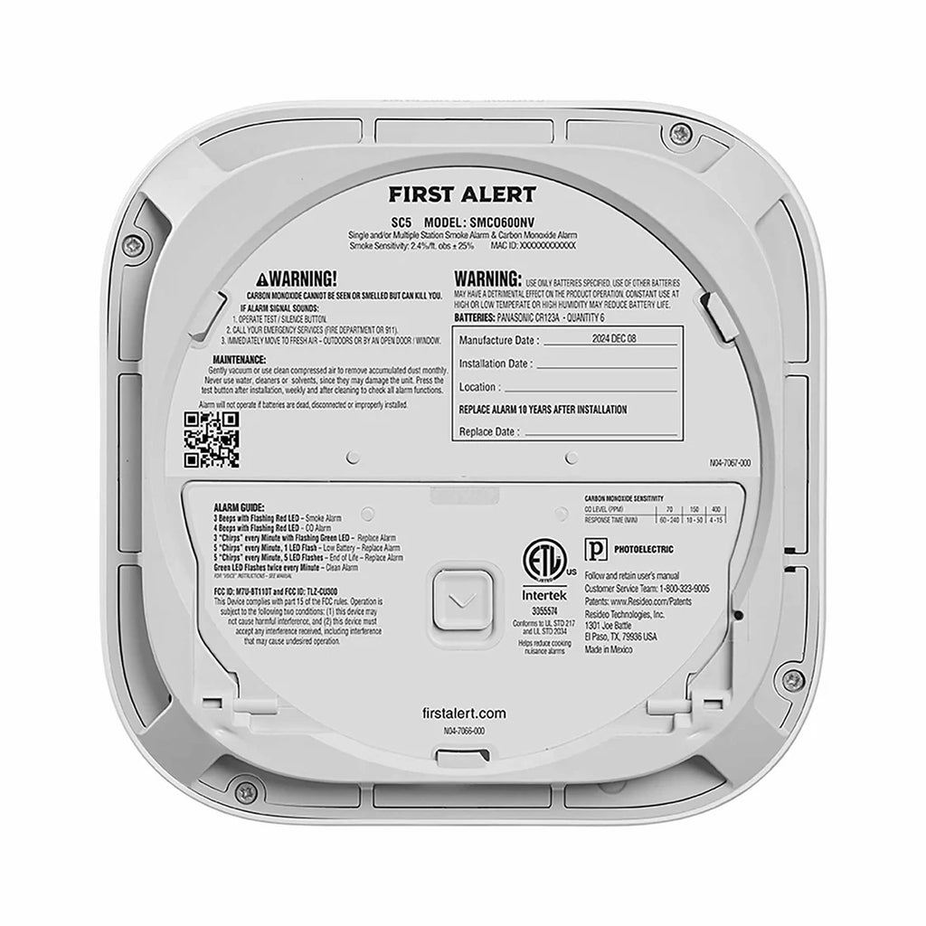 SC5 Battery-Powered Smart Smoke + CO Alarm, CR123A Lithium, 2-in-1, Nest/Google Compatible