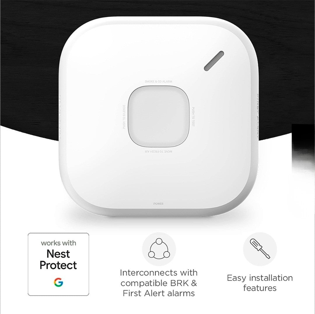 SC5 Battery-Powered Smart Smoke + CO Alarm, CR123A Lithium, 2-in-1, Nest/Google Compatible