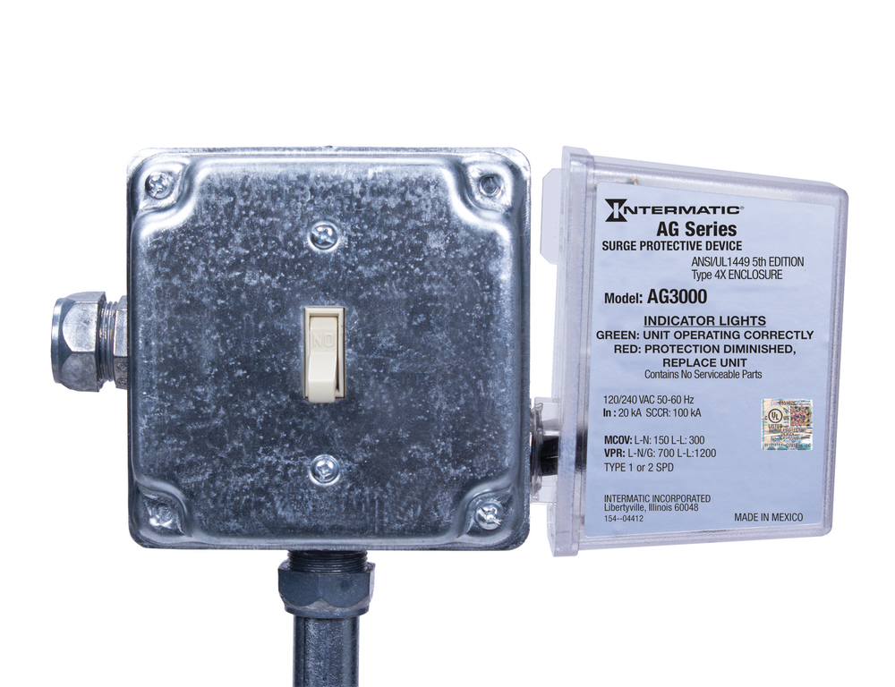AG3000 Surge Protective Device, 3-Mode, 120/240 VAC 1Ph, Type 1 or Type 2, Outdoor, Connected Equipment Warranty 3yr $7,500